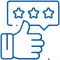 Thumbs up hand with three-star review rating icon for dental feedback.