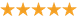 Five gold stars in a row representing a five-star customer rating or review