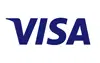 Visa payment logo in dark blue, indicating accepted credit card payment method.