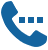Blue telephone icon with dotted line, representing contact and communication for dental services.